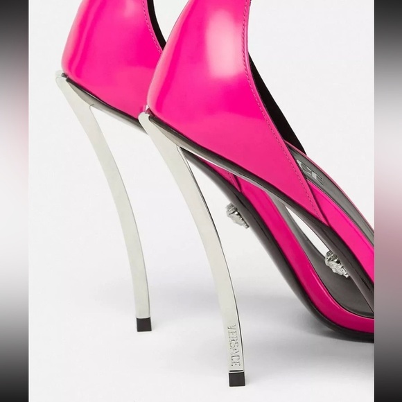 Versace Medusa Aevitas Hot Pink Stiletto Sandals Size 41/US 10 Strappy Heels NEW - Picture 3 of 13